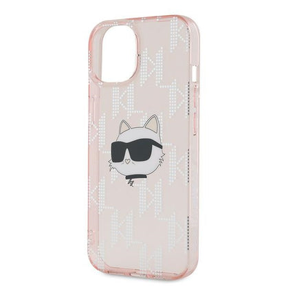 Hülle für Apple iPhone 14, Karl Lagerfeld, IML Luxury Monogram Choupette's Head, Rosa