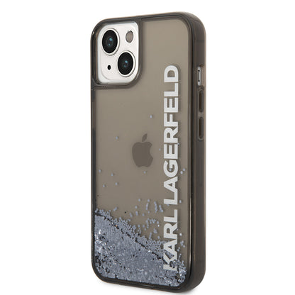 Housse pour Apple iPhone 14, Karl Lagerfeld, Liquid Glitter KL Logo, Noire