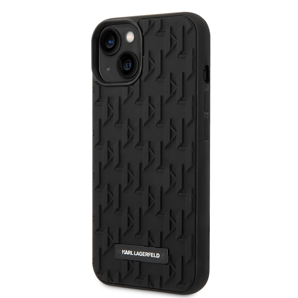 Étui pour Apple iPhone 14 Plus, Karl Lagerfeld, Monogramme 3D, Noir
