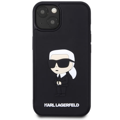 Housse pour Apple iPhone 14 Plus, Karl Lagerfeld, 3D Rubber Ikonik Karl, Noire