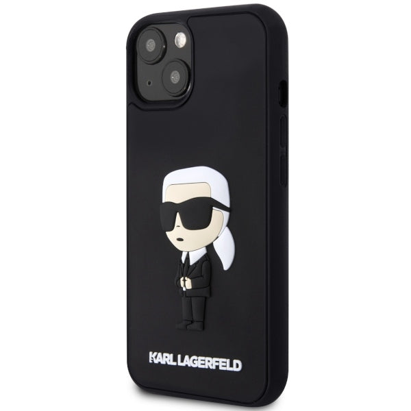 Housse pour Apple iPhone 14 Plus, Karl Lagerfeld, 3D Rubber Ikonik Karl, Noire