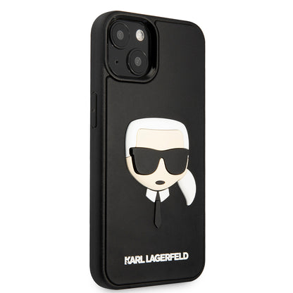 Étui pour Apple iPhone 14 Plus, Karl Lagerfeld, Tête de Karl en Caoutchouc 3D, Noir