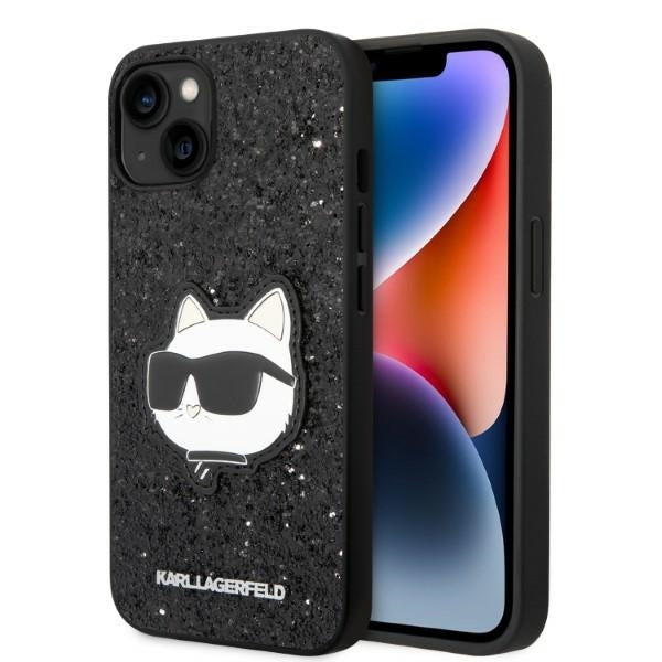 Étui pour Apple iPhone 14 Plus, Karl Lagerfeld, Glitter Choupette Patch, Noir