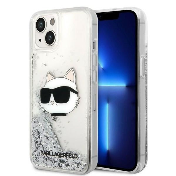 Housse pour Apple iPhone 14 Plus, Karl Lagerfeld, Glitter Choupette's Head, Argentée