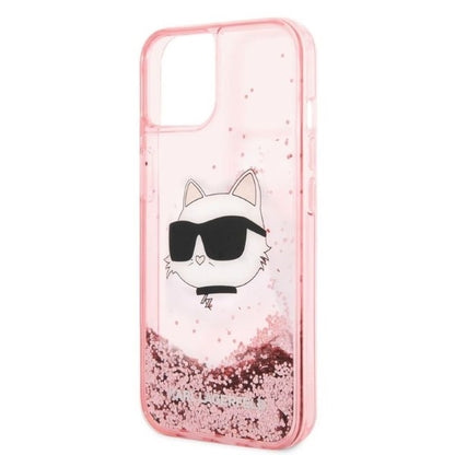 Hülle für Apple iPhone 14 Plus, Karl Lagerfeld, Glitter Choupette's Head, Rosa