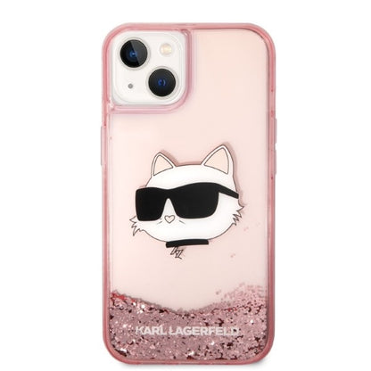 Hülle für Apple iPhone 14 Plus, Karl Lagerfeld, Glitter Choupette's Head, Rosa