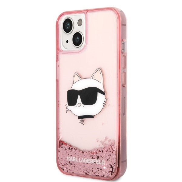 Hülle für Apple iPhone 14 Plus, Karl Lagerfeld, Glitter Choupette's Head, Rosa