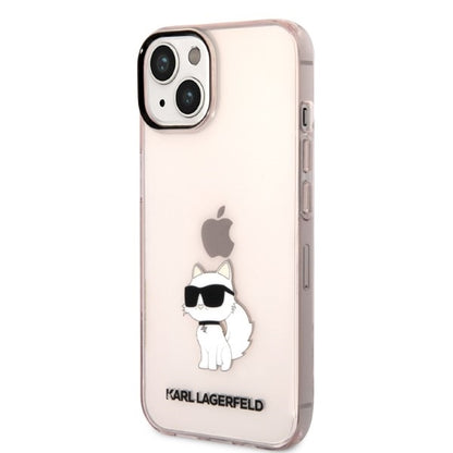 Étui pour Apple iPhone 14 Plus, Karl Lagerfeld, Ikonik Choupette, Rose