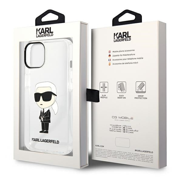 Étui pour Apple iPhone 14 Plus, Karl Lagerfeld, Ikonik Karl, Transparent