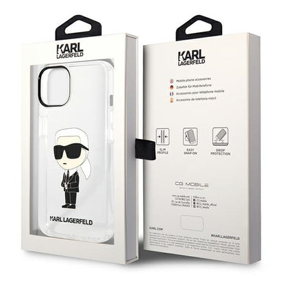 Étui pour Apple iPhone 14 Plus, Karl Lagerfeld, Ikonik Karl, Transparent