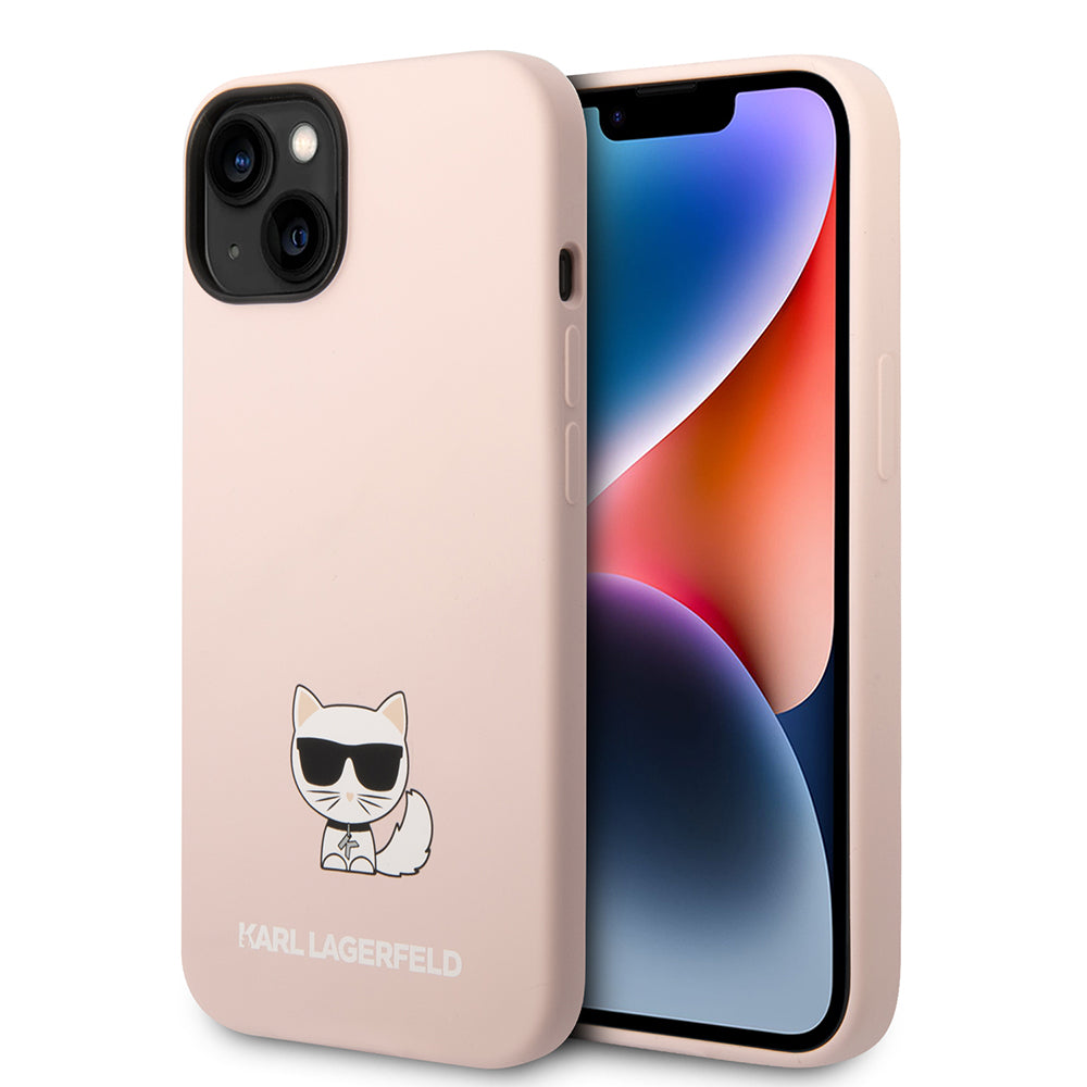 Étui pour Apple iPhone 14 Plus, Karl Lagerfeld, Silicone Body Choupette, Rose