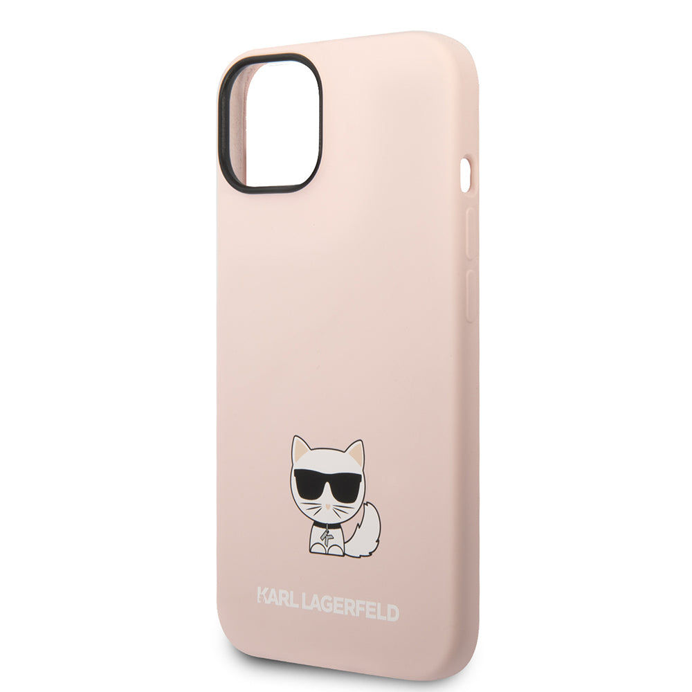 Étui pour Apple iPhone 14 Plus, Karl Lagerfeld, Silicone Body Choupette, Rose