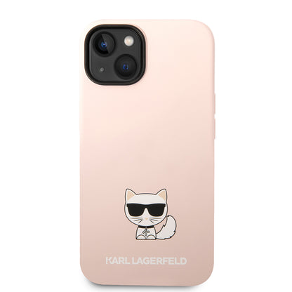 Étui pour Apple iPhone 14 Plus, Karl Lagerfeld, Silicone Body Choupette, Rose