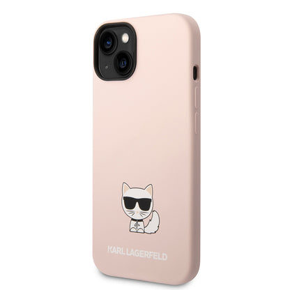 Étui pour Apple iPhone 14 Plus, Karl Lagerfeld, Silicone Body Choupette, Rose