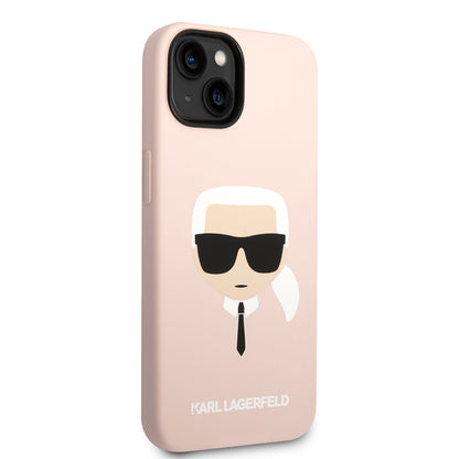 Hoes voor Apple iPhone 14 Plus, Karl Lagerfeld, Silicone Karl's Head, Roze
