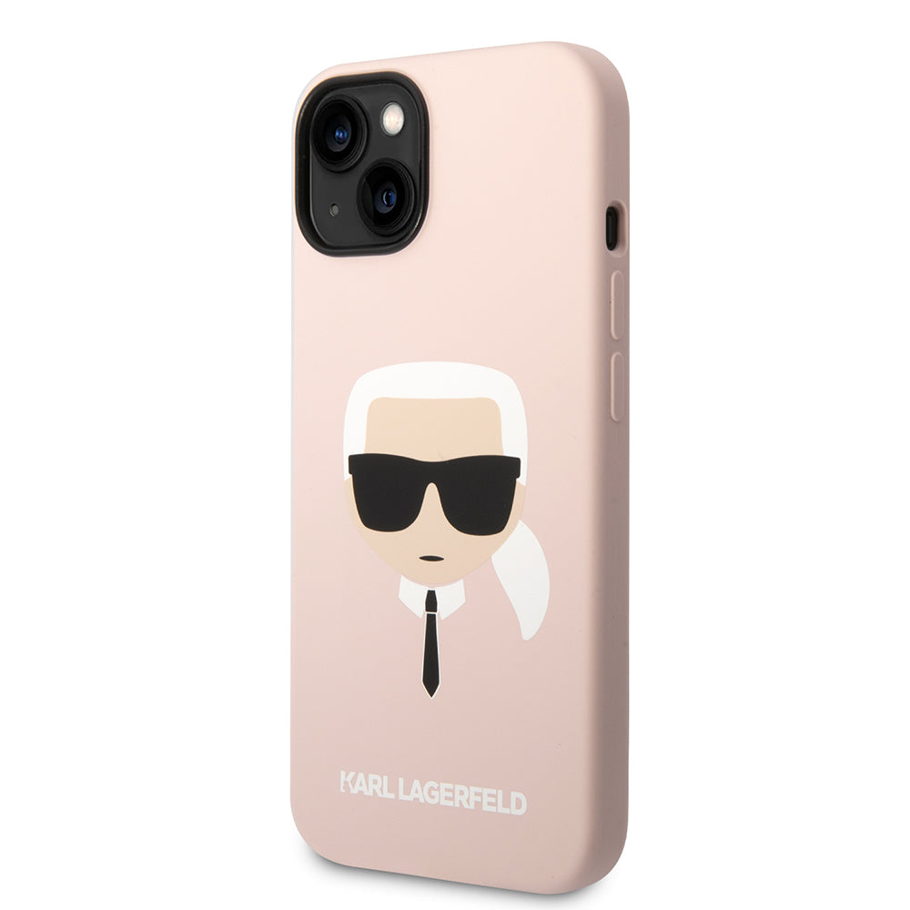 Hoes voor Apple iPhone 14 Plus, Karl Lagerfeld, Silicone Karl's Head, Roze