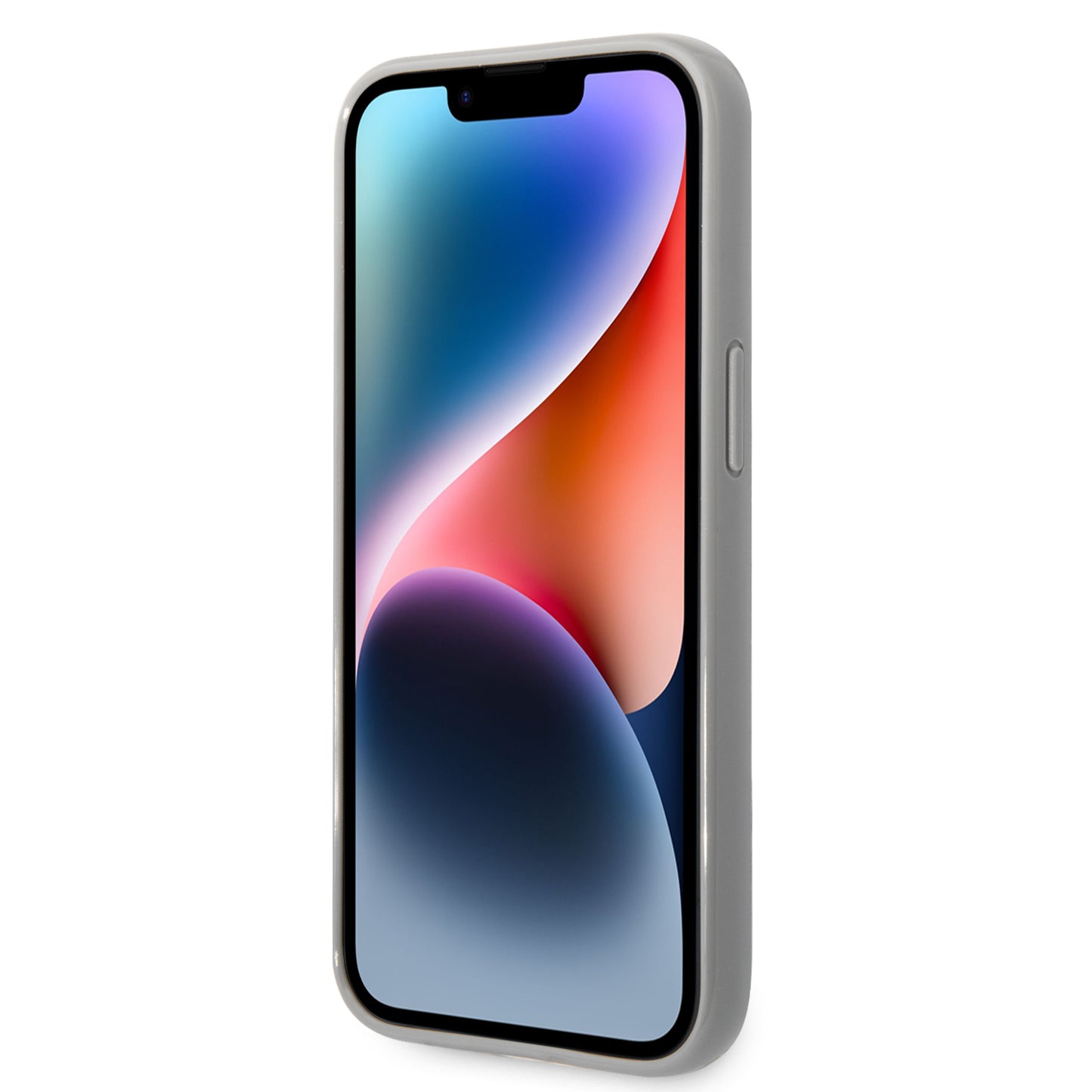 Hülle für Apple iPhone 14 Plus, Karl Lagerfeld, Monogram Iridescent, Silbern