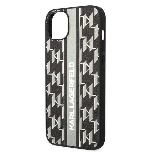 Case for Apple iPhone 14 Plus, Karl Lagerfeld, Monogram Stripe, Grey