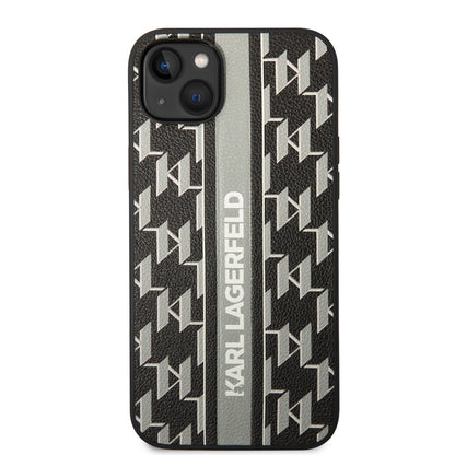 Étui pour Apple iPhone 14 Plus, Karl Lagerfeld, Monogram Stripe, Gris