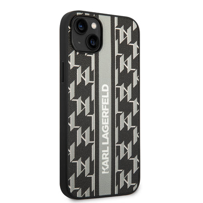 Étui pour Apple iPhone 14 Plus, Karl Lagerfeld, Monogram Stripe, Gris