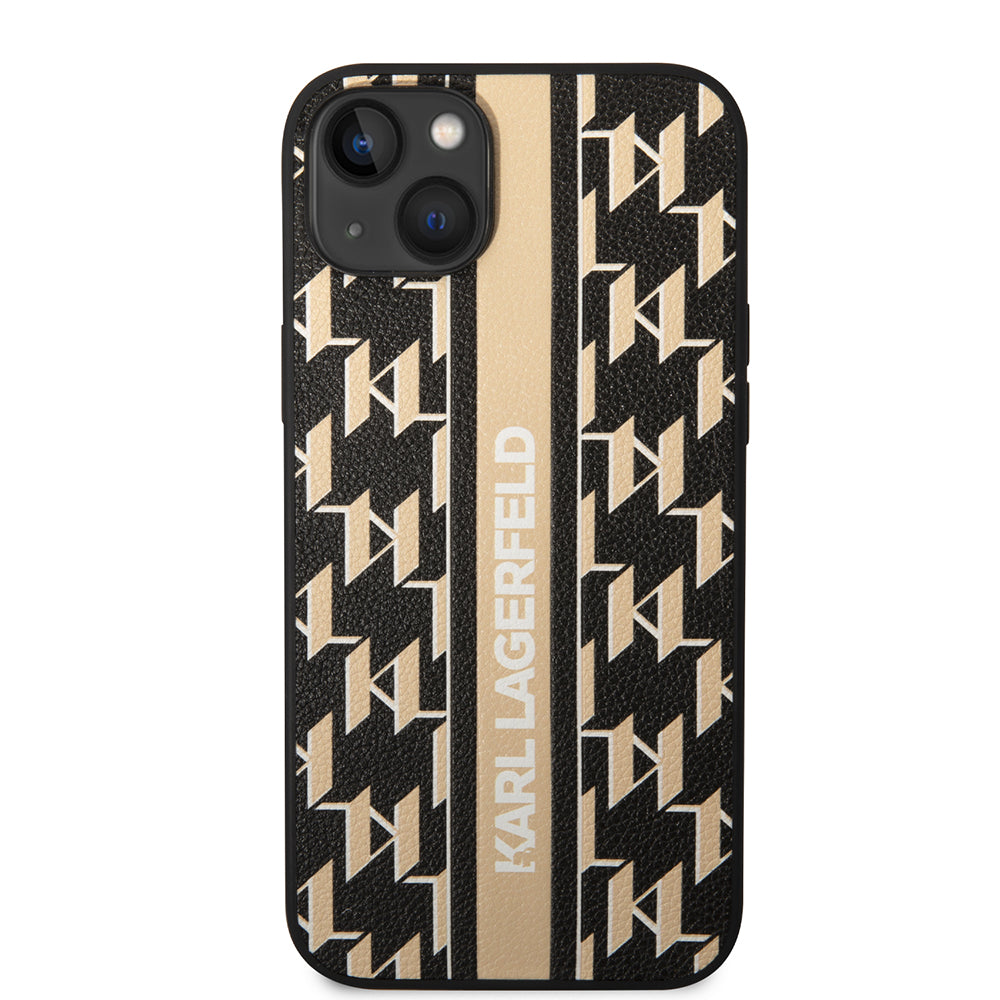Étui pour Apple iPhone 14 Plus, Karl Lagerfeld, Monogram Stripe, Marron