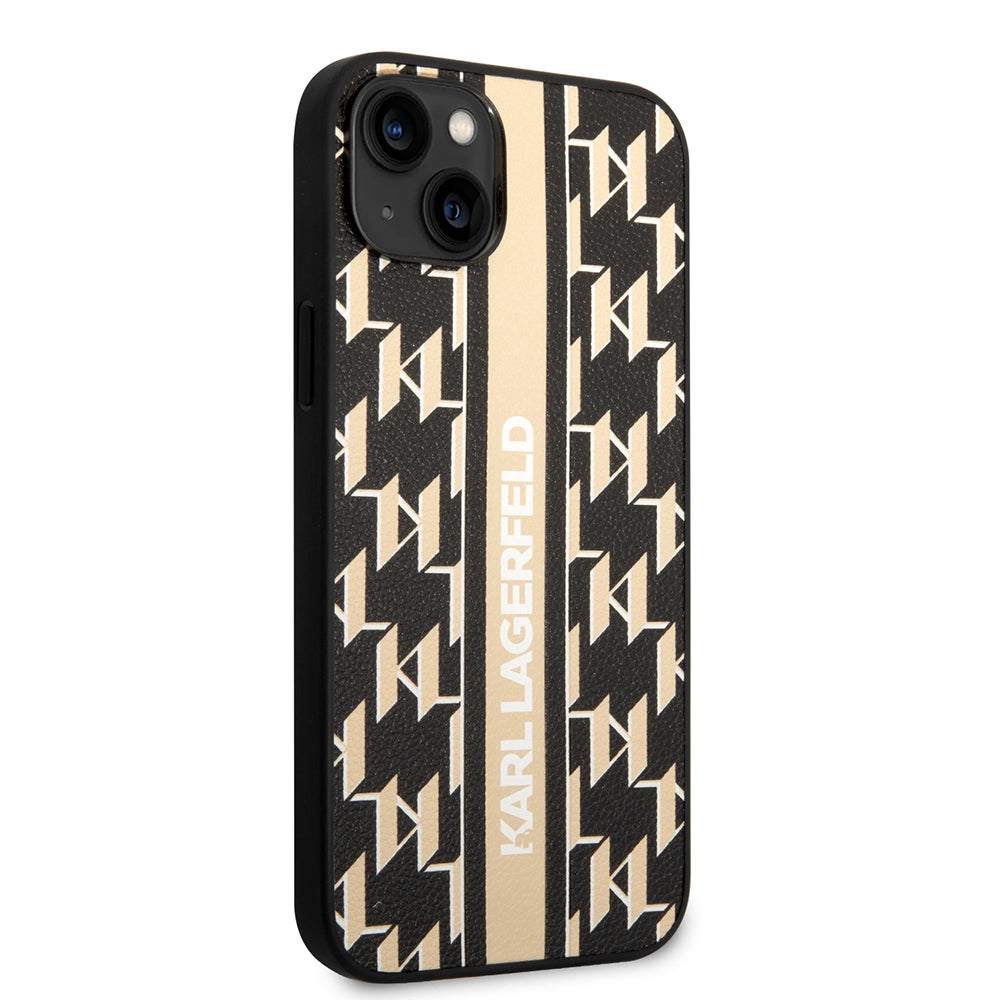 Étui pour Apple iPhone 14 Plus, Karl Lagerfeld, Monogram Stripe, Marron
