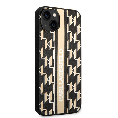 Étui pour Apple iPhone 14 Plus, Karl Lagerfeld, Monogram Stripe, Marron