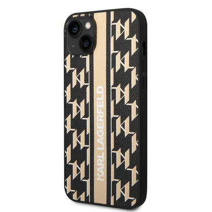 Étui pour Apple iPhone 14 Plus, Karl Lagerfeld, Monogram Stripe, Marron