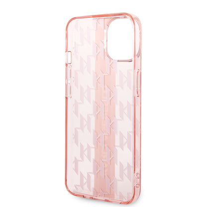 Étui pour Apple iPhone 14 Plus, Karl Lagerfeld, Monogram Stripe, Rose