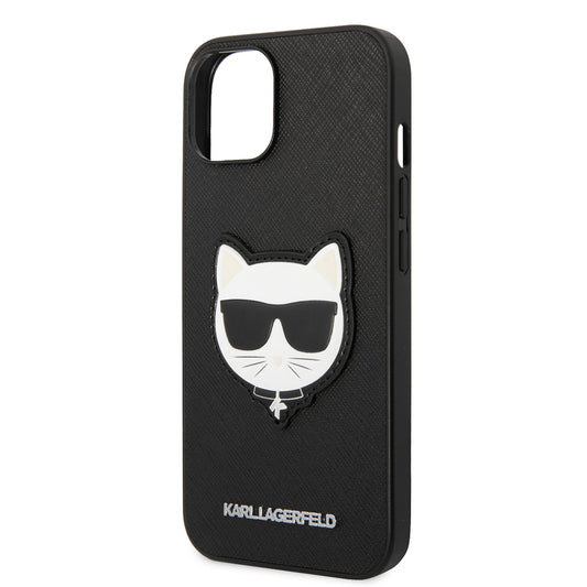 Case for Apple iPhone 14 Plus, Karl Lagerfeld, Saffiano Choupette's Head, Black