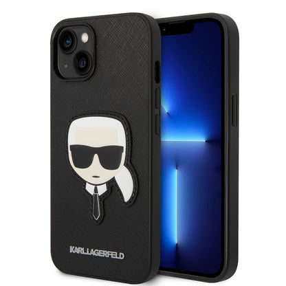 Étui pour Apple iPhone 14 Plus, Karl Lagerfeld, Saffiano Karl's Head, Noir