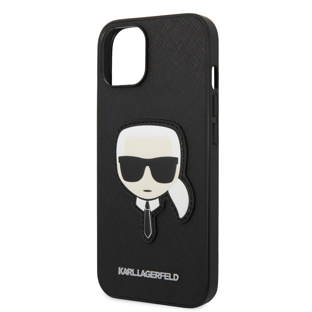 Étui pour Apple iPhone 14 Plus, Karl Lagerfeld, Saffiano Karl's Head, Noir