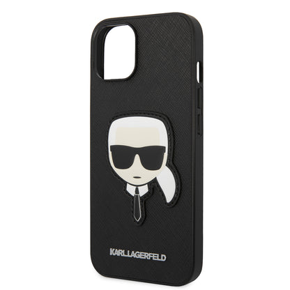 Étui pour Apple iPhone 14 Plus, Karl Lagerfeld, Saffiano Karl's Head, Noir