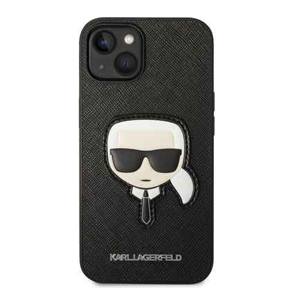 Étui pour Apple iPhone 14 Plus, Karl Lagerfeld, Saffiano Karl's Head, Noir