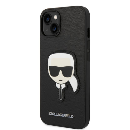 Étui pour Apple iPhone 14 Plus, Karl Lagerfeld, Saffiano Karl's Head, Noir