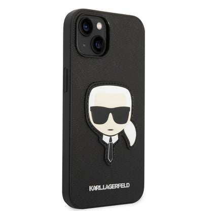 Étui pour Apple iPhone 14 Plus, Karl Lagerfeld, Saffiano Karl's Head, Noir
