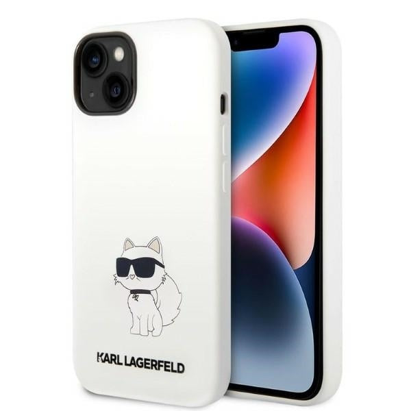 Hülle für Apple iPhone 14 Plus, Karl Lagerfeld, Silicone Choupette, Weiß