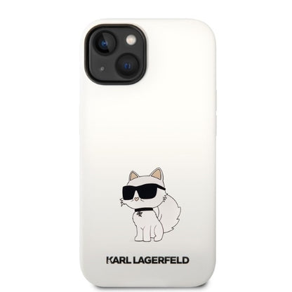 Hülle für Apple iPhone 14 Plus, Karl Lagerfeld, Silicone Choupette, Weiß
