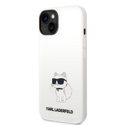 Hülle für Apple iPhone 14 Plus, Karl Lagerfeld, Silicone Choupette, Weiß