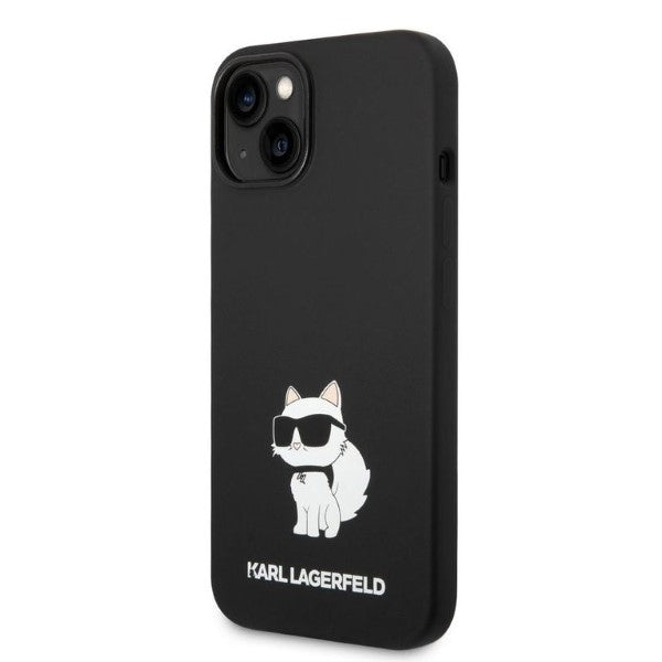 Étui pour Apple iPhone 14 Plus, Karl Lagerfeld, Silicone Choupette, Noir