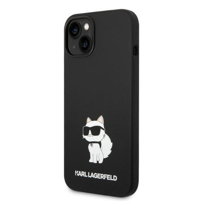 Étui pour Apple iPhone 14 Plus, Karl Lagerfeld, Silicone Choupette, Noir