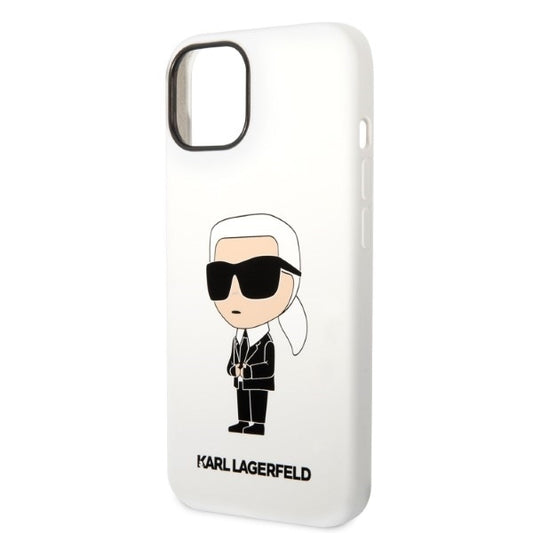 Hoes voor Apple iPhone 14 Plus, Karl Lagerfeld, Silicone Ikonik Karl, Wit