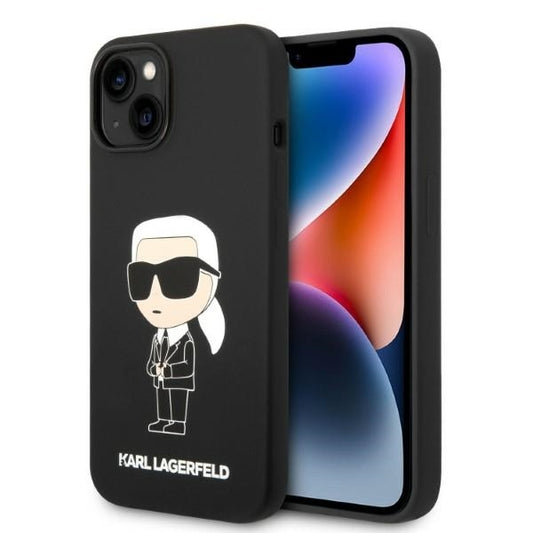 Hoes voor Apple iPhone 14 Plus, Karl Lagerfeld, Silicone Ikonik Karl, Zwart