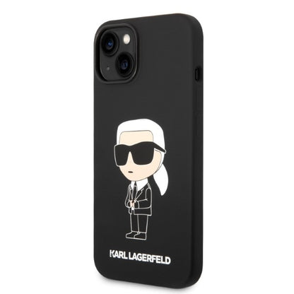 Hoes voor Apple iPhone 14 Plus, Karl Lagerfeld, Silicone Ikonik Karl, Zwart