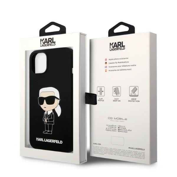 Hoes voor Apple iPhone 14 Plus, Karl Lagerfeld, Silicone Ikonik Karl, Zwart