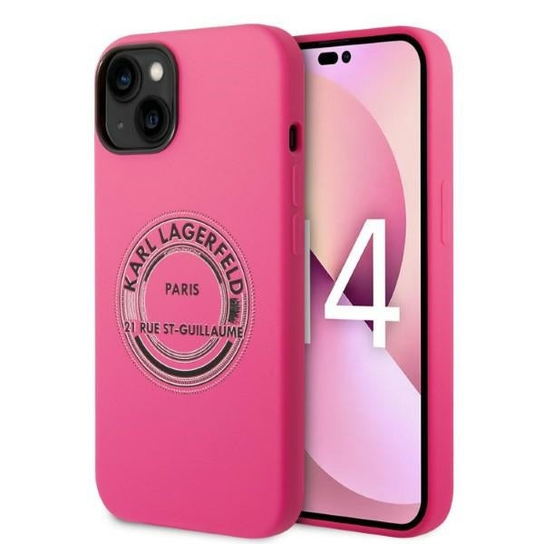 Housse pour Apple iPhone 14 Plus, Karl Lagerfeld, Silicone RSG, Rose