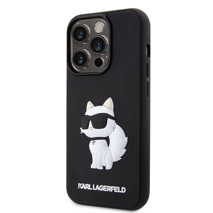 Hoes voor Apple iPhone 14 Pro, Karl Lagerfeld, 3D Rubber Choupette, Zwart