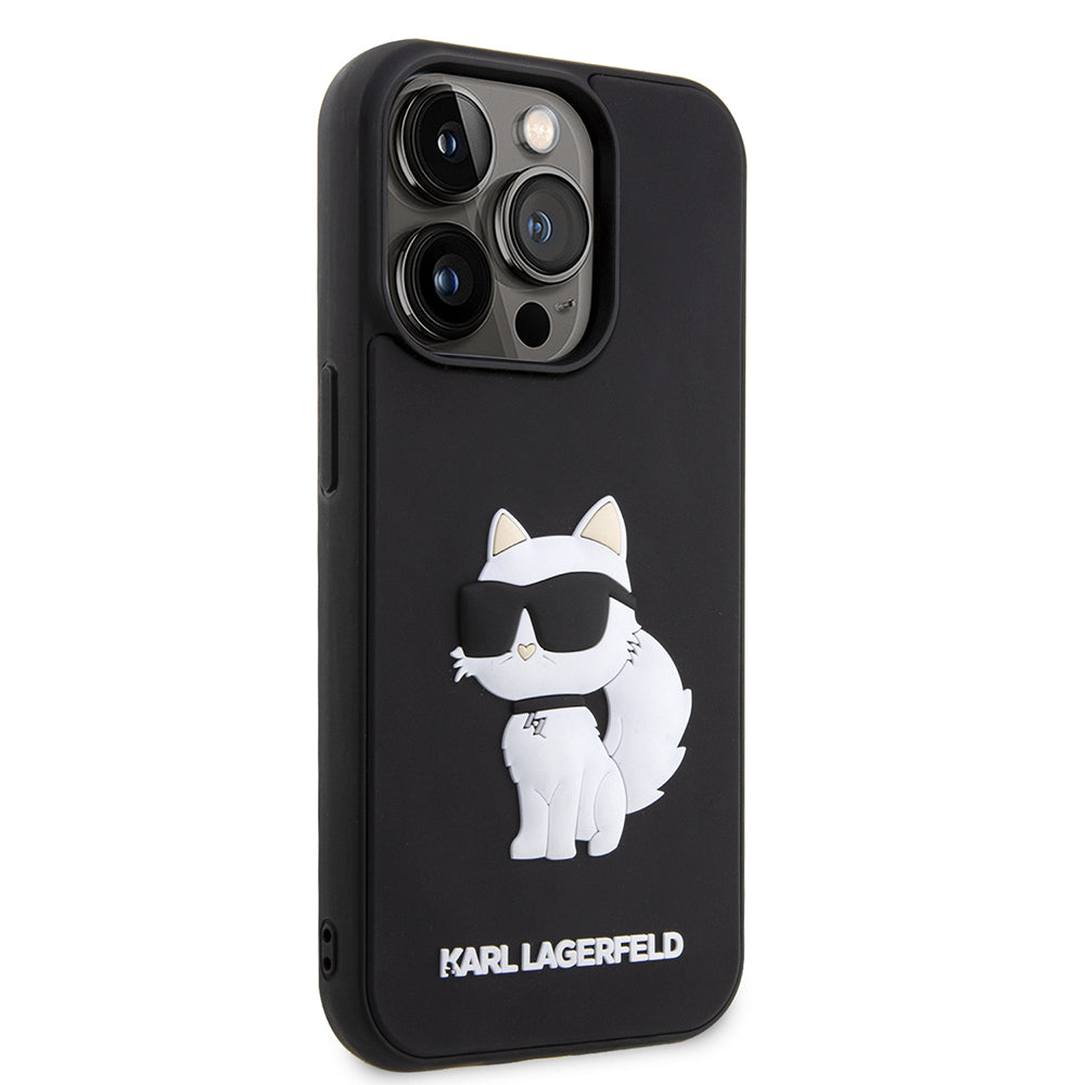 Hoes voor Apple iPhone 14 Pro, Karl Lagerfeld, 3D Rubber Choupette, Zwart