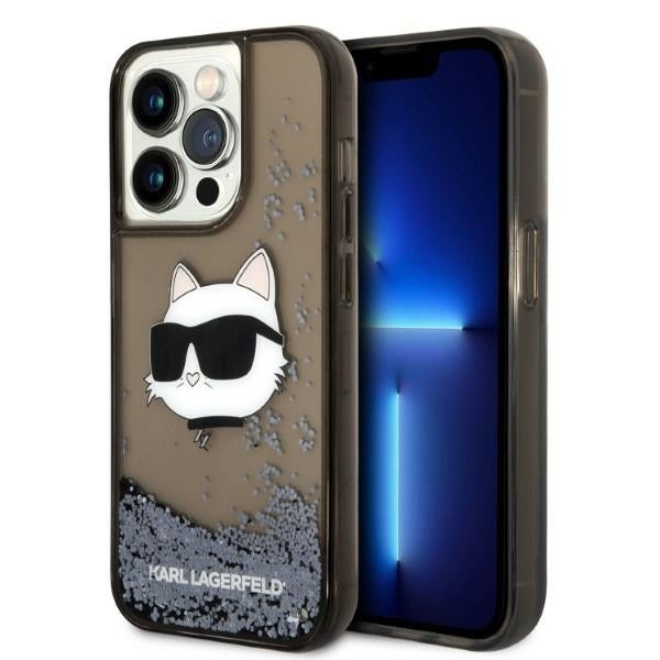 Étui pour Apple iPhone 14 Pro, Karl Lagerfeld, Glitter Choupette's Head, Noir