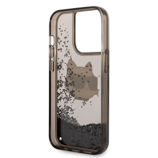 Étui pour Apple iPhone 14 Pro, Karl Lagerfeld, Glitter Choupette's Head, Noir